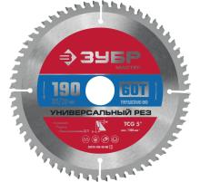 ЗУБР Универсальный рез, 190 x 30/20 мм, 60Т, пильный диск по алюминию (36916-190-30-60)
