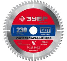 ЗУБР Универсальный рез, 230 x 32/30 мм, 60Т, пильный диск по алюминию (36916-230-32-60)