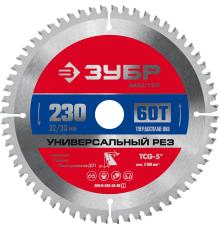 ЗУБР Универсальный рез, 230 x 32/30 мм, 60Т, пильный диск по алюминию (36916-230-32-60)