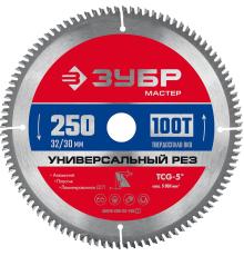 ЗУБР Универсальный рез, 250 x 32/30 мм, 100Т, пильный диск по алюминию (36916-250-32-100)
