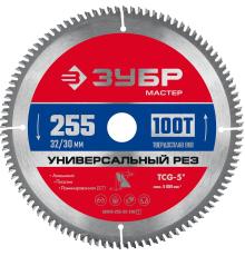 ЗУБР Универсальный рез, 255 x 32/30 мм, 100Т, пильный диск по алюминию (36916-255-32-100)