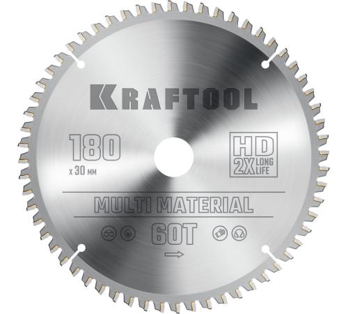 KRAFTOOL Multi Material, 180 х 30 мм, 60Т, пильный диск по алюминию (36953-180-30)