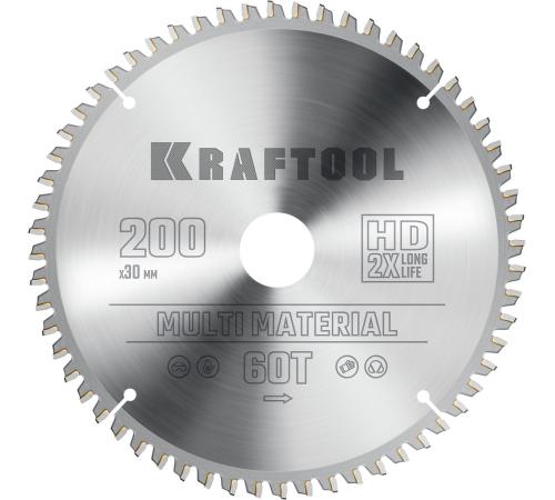 KRAFTOOL Multi Material, 200 х 30 мм, 60Т, пильный диск по алюминию (36953-200-30)