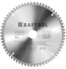 KRAFTOOL Multi Material, 230 х 30 мм, 64Т, пильный диск по алюминию (36953-230-30)
