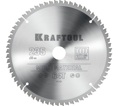 KRAFTOOL Multi Material, 235 х 30 мм, 64Т, пильный диск по алюминию (36953-235-30)