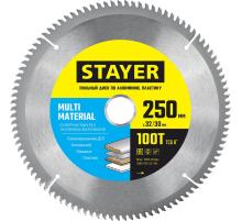 STAYER Multi Material, 250 х 32/30 мм, 100Т, супер чистый рез, пильный диск по алюминию и пластику (3685-250-32-100)