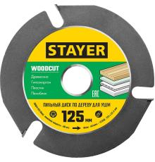 STAYER WOODCUT, 125 х 22.2 мм, 3 резца, для УШМ, пильный диск по дереву (36854-125)