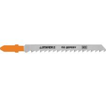 STAYER T101D, T-хвост., HCS сталь, по дереву/ДСП/ДВП, шаг зуба 4 мм (6TPI), раб. длина 75 мм, 2 шт, полотна для лобзика, Professional (15990-4)