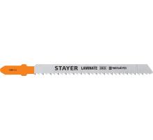 STAYER T101BR, 2 шт, 75 мм / 2.5 мм, T-хвост., HCS сталь, обратный рез по ламинату/фанере, полотна для лобзика, Professional (15991-2.5)
