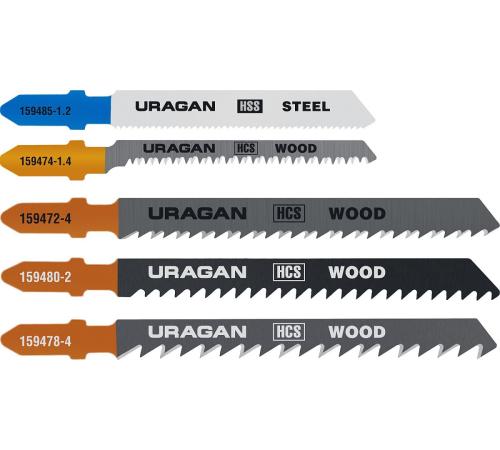 URAGAN T-хвост., по металлу/дереву, 5 шт, набор полотна для лобзика (159488-H5)