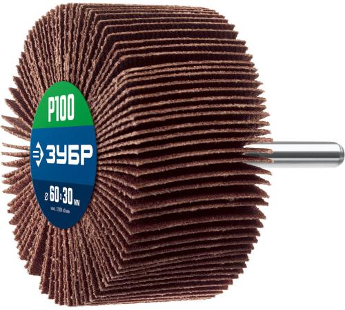 ЗУБР d 60 x 30 мм, P100, на шпильке d 6 мм, круг шлифовальный лепестковый, Профессионал (36602-100)