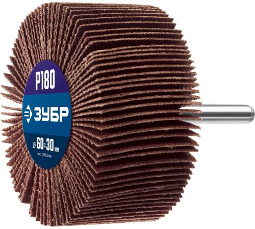 ЗУБР d 60 x 30 мм, P180, на шпильке d 6 мм, круг шлифовальный лепестковый, Профессионал (36602-180)