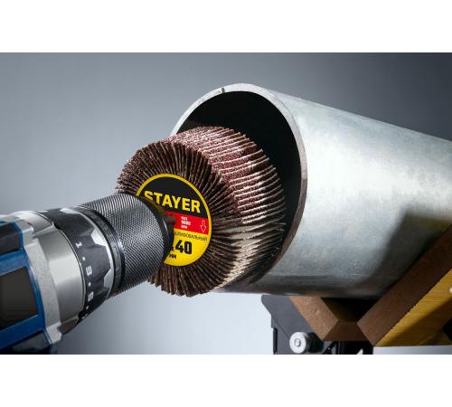 STAYER d 50 x 20 мм, P320, на шпильке d 6 мм, круг шлифовальный лепестковый (36607-320)
