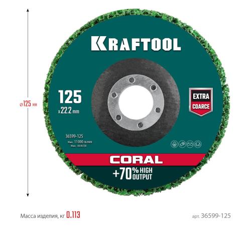 KRAFTOOL 125 х 22.2 мм, диск полимерно-шлифовальный синтетический коралловый (36599-125)