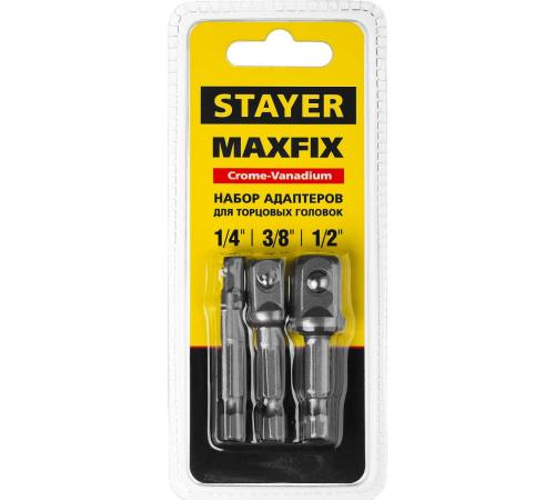 STAYER Maxfix, 50 мм, 3 шт, адаптеры для торцовых головок (26656-H3)