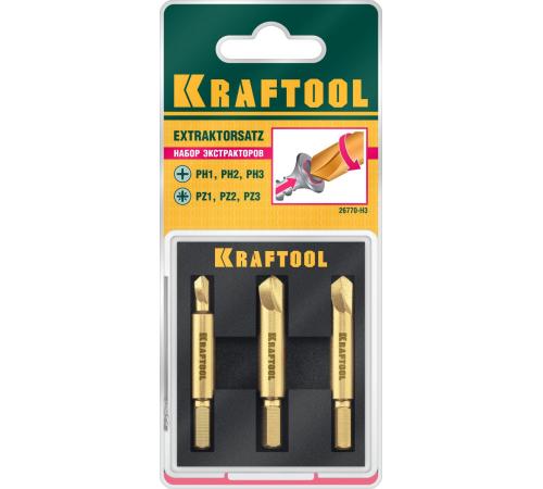 KRAFTOOL 3 шт, набор экстракторов поврежденного крепежа (26770-H3)