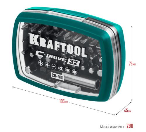 KRAFTOOL C-Drive 32, 32шт, набор многофункциональных бит (26067-H32)