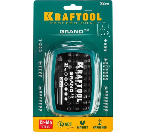 KRAFTOOL Grand-32, с магнитным адаптером 32 шт, набор бит (26083-H32)