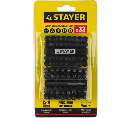 STAYER 33 шт, набор специальных бит с магнитным адаптером (26084-H33)