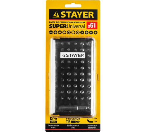 STAYER 61 шт, набор бит с магнитным адаптером (26084-H61)