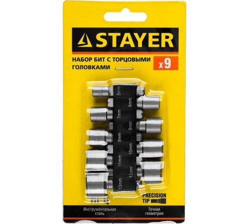 STAYER 9 шт, набор бит с адаптером (26089-H9)