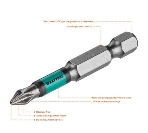 KRAFTOOL Optimum, PH1, 50 мм, 10 шт, биты (26122-1-50-10)