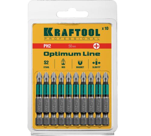 KRAFTOOL Optimum, PH2, 50 мм, 10 шт, биты (26122-2-50-10)