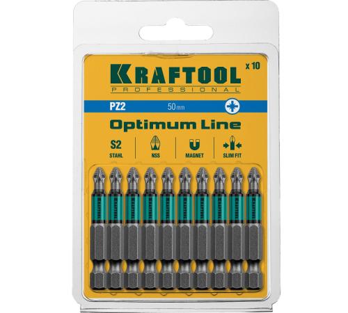 KRAFTOOL Optimum PZ2, 50 мм, 10 шт, биты (26124-2-50-10)