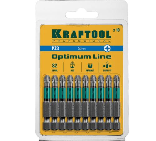 KRAFTOOL Optimum PZ3, 50 мм, 10 шт, биты (26124-3-50-10)