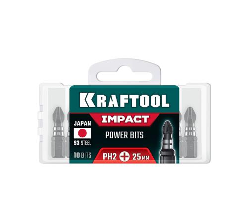KRAFTOOL Impact PH 2, 25 мм, 10 шт, ударные биты (26191-2-25-S10)