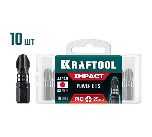 KRAFTOOL Impact PH 3, 25 мм, 10 шт, ударные биты (26191-3-25-S10)