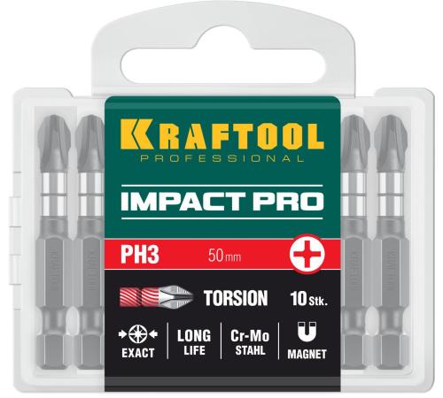 KRAFTOOL Impact PH 3, 50 мм, 10 шт, Ударные биты (26191-3-50-S10)