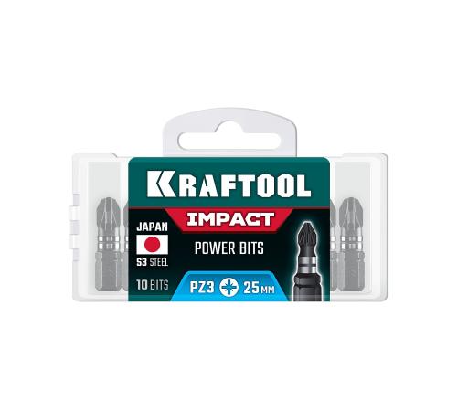 KRAFTOOL Impact PZ 3, 25 мм, 10 шт, ударные биты (26193-3-25-S10)