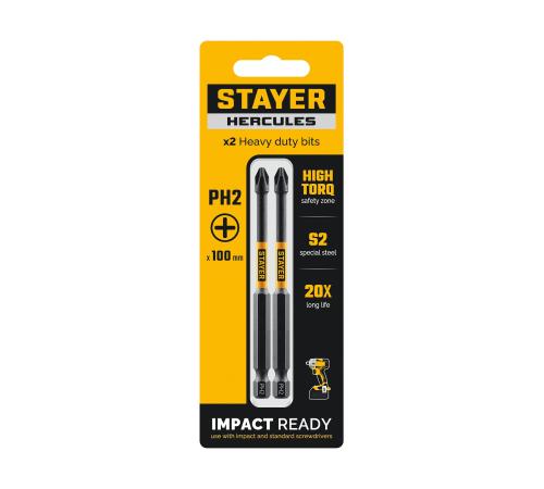 STAYER HERCULES, PH2, 100 мм, 2 шт, торсионные биты (26231-2-100-2)