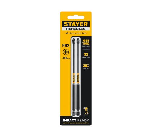 STAYER HERCULES, PH2, 150 мм, 2 шт, торсионные биты (26231-2-150-2)