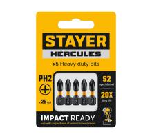 STAYER HERCULES, PH2, 25 мм, 5 шт, торсионные биты (26231-2-25-5)