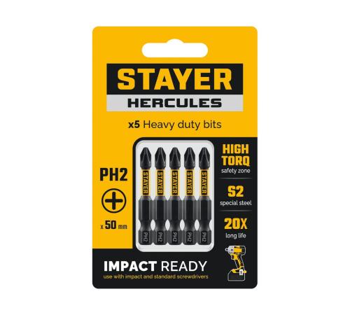 STAYER HERCULES, PH2, 50 мм, 5 шт, торсионные биты (26231-2-50-5)