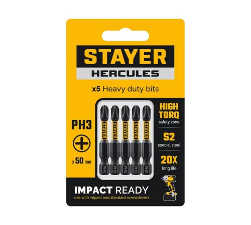 STAYER HERCULES, PH3, 50 мм, 5 шт, торсионные биты (26231-3-50-5)