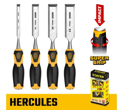 STAYER Hercules, 4 предм, набор стамесок-долот, Professional (18205-H4)