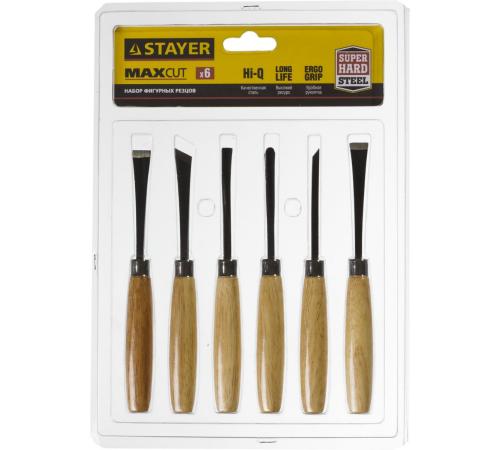 STAYER MaxCut 6 предм, набор фигурных стамесок-резцов по дереву (1832-H6)
