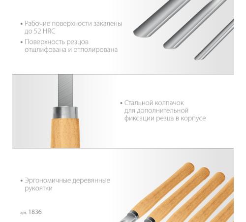 STAYER Wood Master, 8 предм., набор ручных резцов по дереву, Professional (1836)