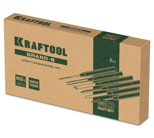KRAFTOOL Grand-6 6 предм., набор токарных резцов по дереву (18368)