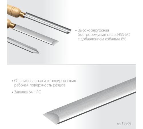 KRAFTOOL Grand-6 6 предм., набор токарных резцов по дереву (18368)