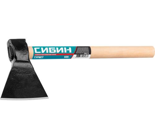 СИБИН Турист, 600/800 г, 390 мм, кованый топор с округлым лезвием (20673)
