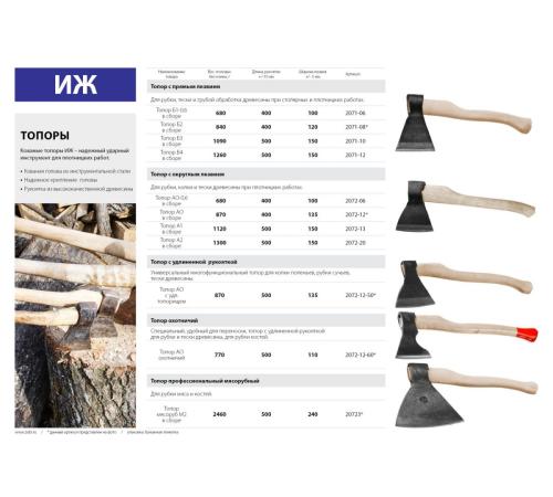 Ижсталь-ТНП А2, 1300/1650 г, 500 мм, кованый топор (2072-20)