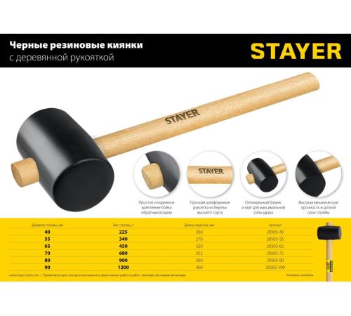 STAYER 450 г, чёрная резиновая киянка (20505-65)