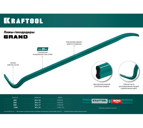 KRAFTOOL GRAND, 900 мм, 30 х 17 мм, двутавровый лом-гвоздодер (21900-90)