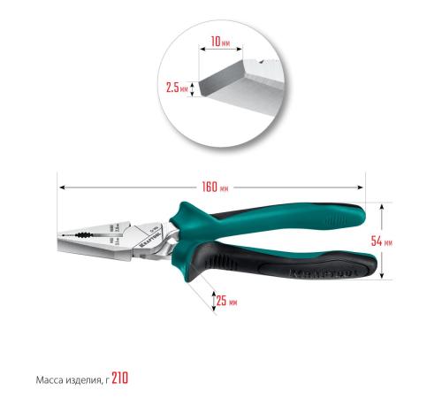 KRAFTOOL 160 мм, комбинированные плоскогубцы с эксцентриковым шарниром (22011-1-16)