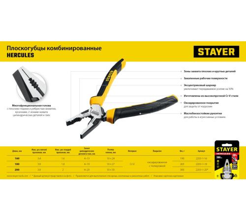 STAYER Hercules, 180 мм, комбинированные плоскогубцы (2203-1-18)