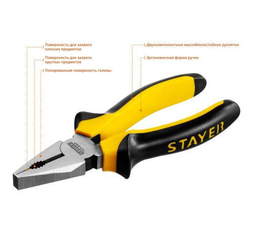 STAYER TOPGrip, 160 мм, комбинированные плоскогубцы (2205-1-16)